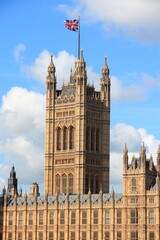 Obraz premium Palace of Parliament Victoria Tower in London, UK. British landmark architecture.