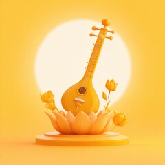Vasant Panchami Still Life with Veena and Kalash