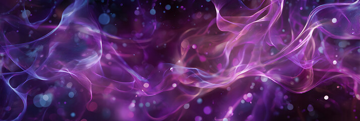 Obraz premium Abstract Purple Energy Waves with Ethereal Smoke and Glowing Bokeh Particles - Mystical Digital Art Background
