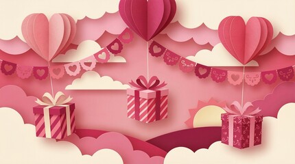 Love Background with Romantic Hearts, Soft Light