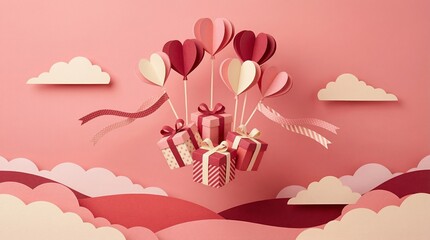 Love Background with Romantic Hearts, Soft Light