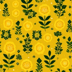 Vasant Panchami Seamless Floral Pattern