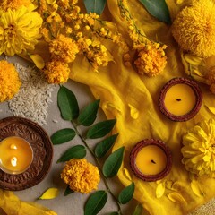 Vasant Panchami Yellow Festival Flat Lay