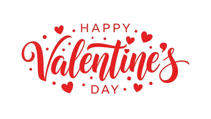 Happy valentines day greeting card with red hearts on white background