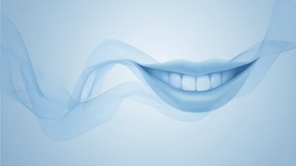 Oral Health Awareness Background Featuring an Abstract Smile With Soft Blue Tones to Promote Dental Care and Hygiene Practices in Communities