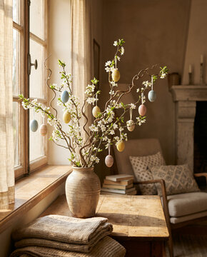 Cozy Interior with Austrian Spring Easter Decoration