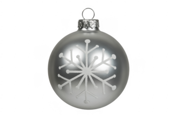 Transparent Christmas ornament with snowflake glass isolated on a transparent background