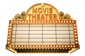 Vintage theater marquee sign theater sign cinema sign isolated on a transparent background