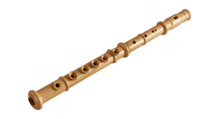 Wooden flute instrument music isolated on a transparent background
