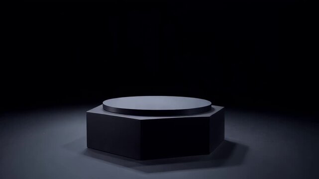 A dark video showcasing a mysterious black object in a dimly lit room with a spotlight shining on it.