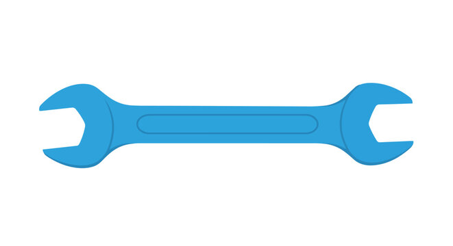 Essential blue open-end wrench tool for various mechanical tasks and everyday repairs. A versatile spanner illustration for engineering and