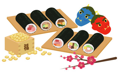 色々な恵方巻と節分アイテム