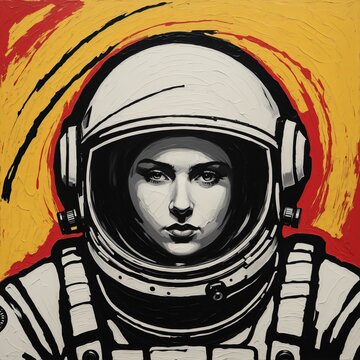 Abstract Expressionist  Astronaut With Space Helmet