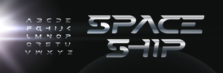 Steel Metal Sport Future Space Font Logo Alphabet Vector Letters Set Modern Typography, Dynamic Typographic Design for Race Title Text, Poster Headline, Type Logotype, Sharp Fonts. Vector Typeface