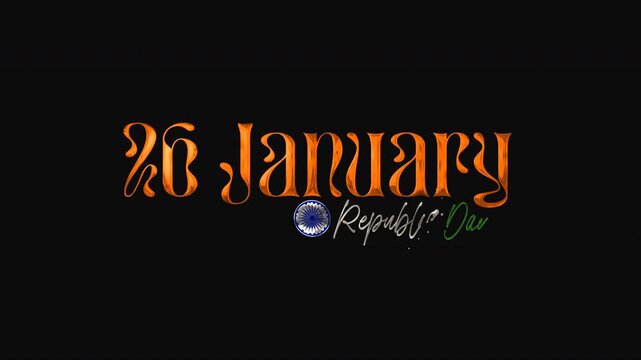 26 January republic day design with Ashoka chakra centered below for patriotic celebrations, social media posts, educational presentations, and graphic designs.