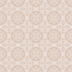 Fototapeta premium Retro folk ornament pattern seamless vector featuring stylized flowers and curved leaves, retro folk ornament pattern with vintage decorative symmetry, retro folk ornament pattern ideal for textiles, 