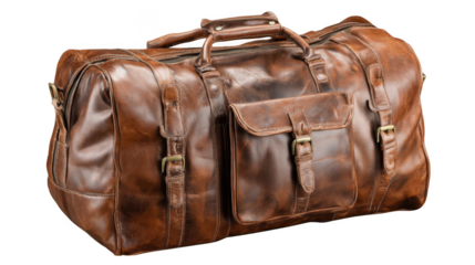 leather travel bag, isolated on a white background