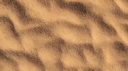 Close-up of coarse natural sand with soft uneven surface and fine grains in beige tones perfect for texture overlays, beach graphics