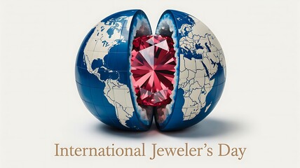 International jewelers day concept with gemstone inside earth globe
