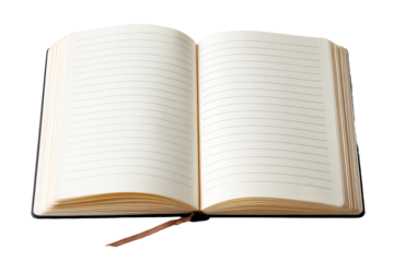 Open Lined Notebook on White Background