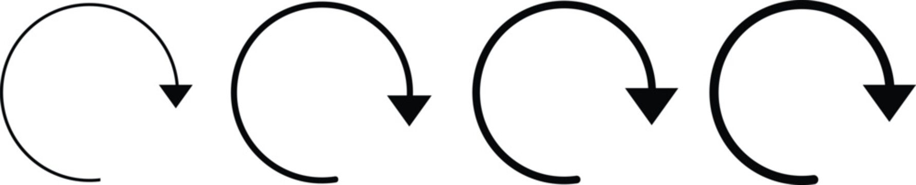 Refresh and reload curved arrow icons set