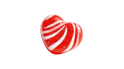 Heart shaped red white peppermint candy a sweet treat for valentine on transparent