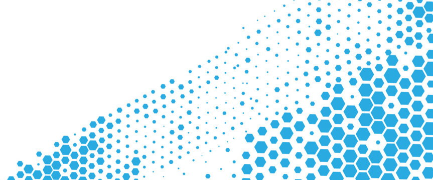 Vector technology pattern black and white abstract geometric transition pattern with hexagon shape halftone effect for sporty background..