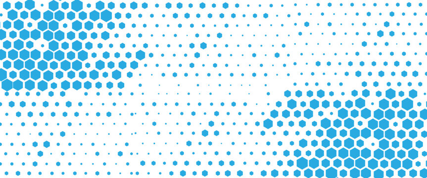 Vector technology pattern black and white abstract geometric transition pattern with hexagon shape halftone effect for sporty background..
