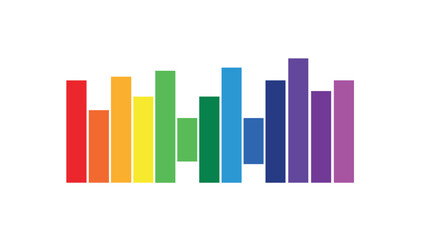 Vibrant bar chart in rainbow colors for business presentation, Generative AI.