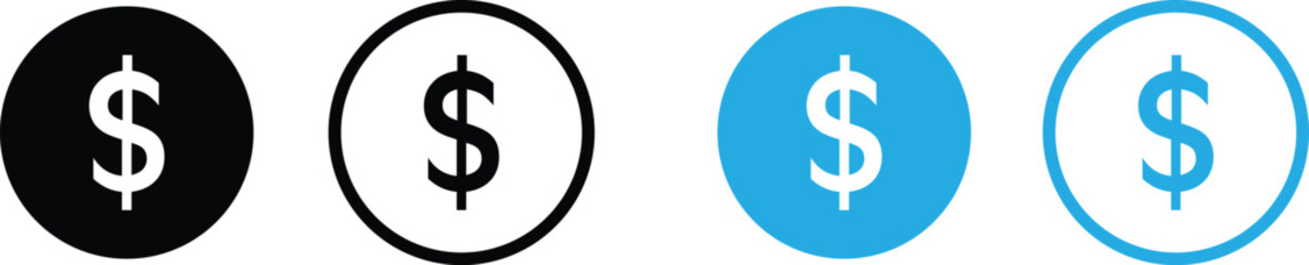 Dollar currency symbol icons set