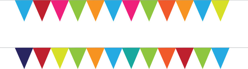 Colorful triangular bunting flags border decoration set