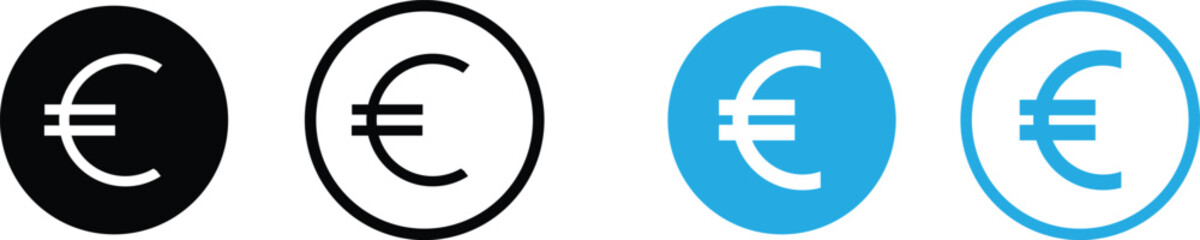 Euro currency symbol icons set