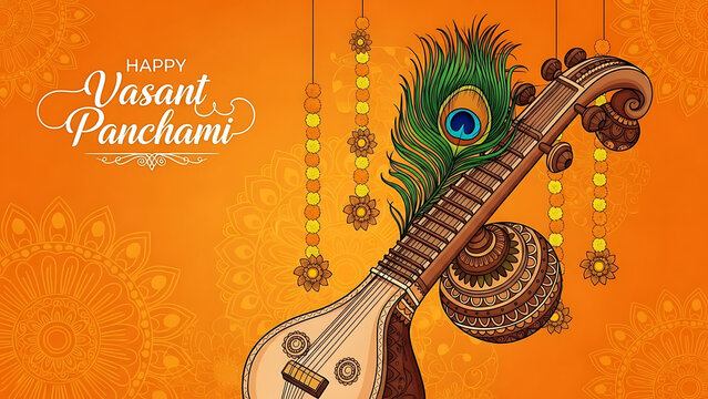 Celebrating vasant panchami with a sitar