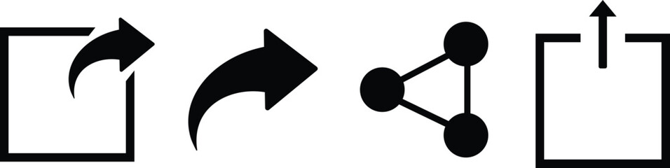 Black vector interface icons for share upload arrows set