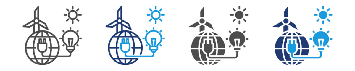 energy sector icon set multiple style