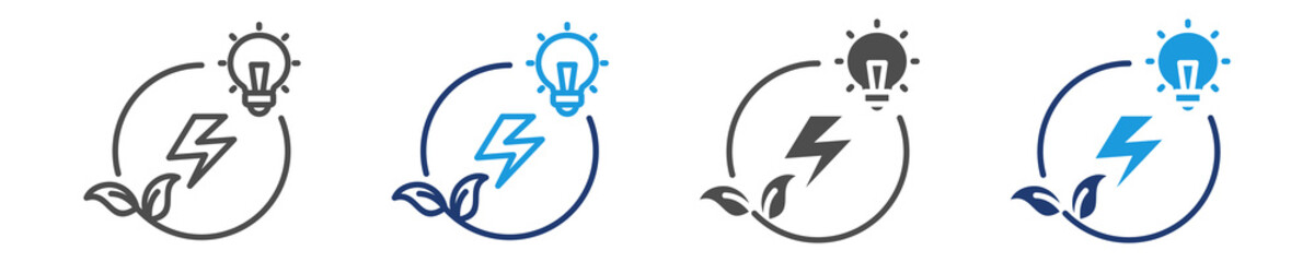 renewable energy icon set multiple style