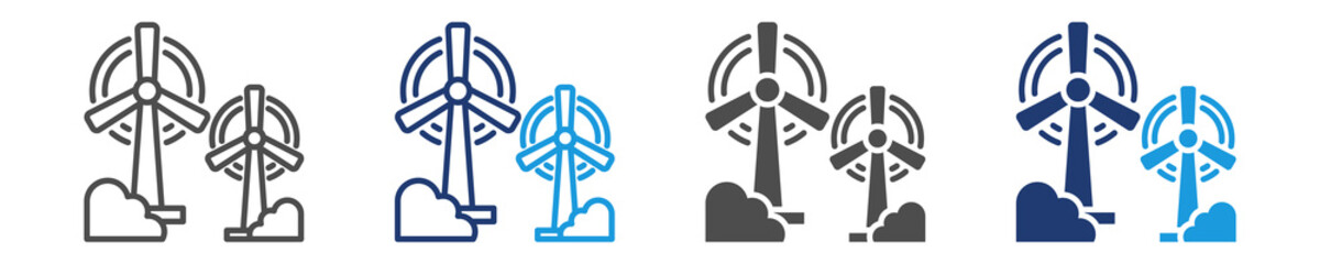 wind energy icon set multiple style
