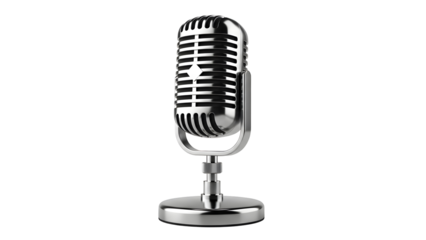 Vintage silver microphone on stand