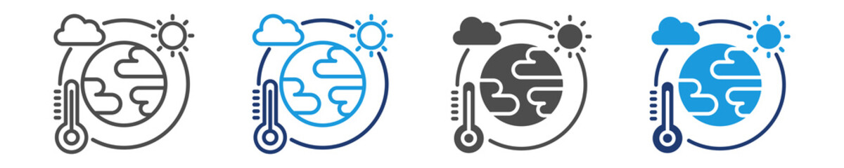 climate change icon set multiple style