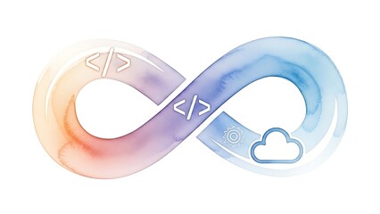 Infinite Code Logo with Cloud and Connectivity Symbols