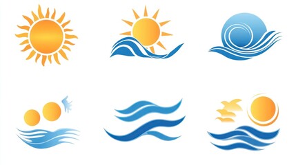 Naklejka premium Summer Icons. Coastal graphic design
