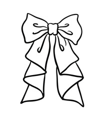 Hand drawn bow of coquette soft style. Cute ribbon bow vector	

