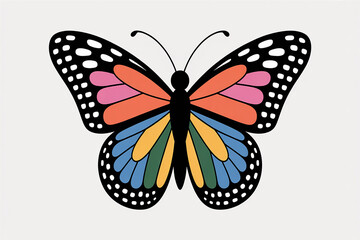 Obraz premium Colorful butterfly with black wings and white dots