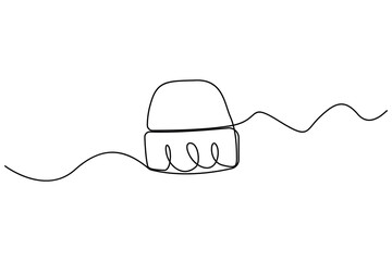 Continuous one line drawing of beanie hat for winter warm concept
