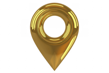 Shiny Gold Location Marker gold map pin metallic marker isolated on a transparent background