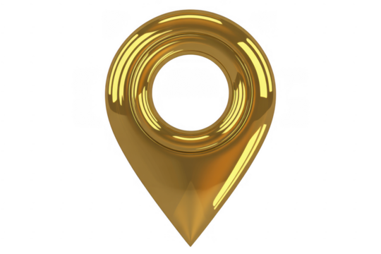 Shiny Gold Location Marker gold map pin metallic marker isolated on a transparent background - Powered by Adobe