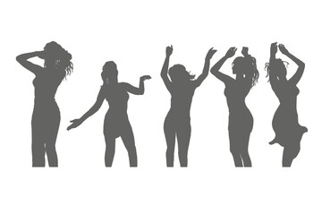 collection of silhouettes of dancing women without background