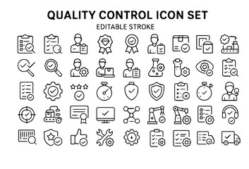Quality Control Line Icons Set &ndash; Inspection, Testing, Certification Editable Stroke Icons
