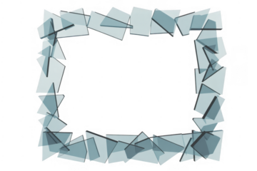 Square frame made of glass shards glass frame shattered glass isolated on a transparent background