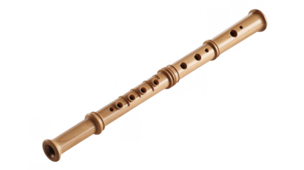 Wooden flute instrument musical instrument isolated on a transparent background